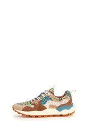 Yamano 3 Suede/Print Cotton Spring Flowers Light Brown-Dark Brown