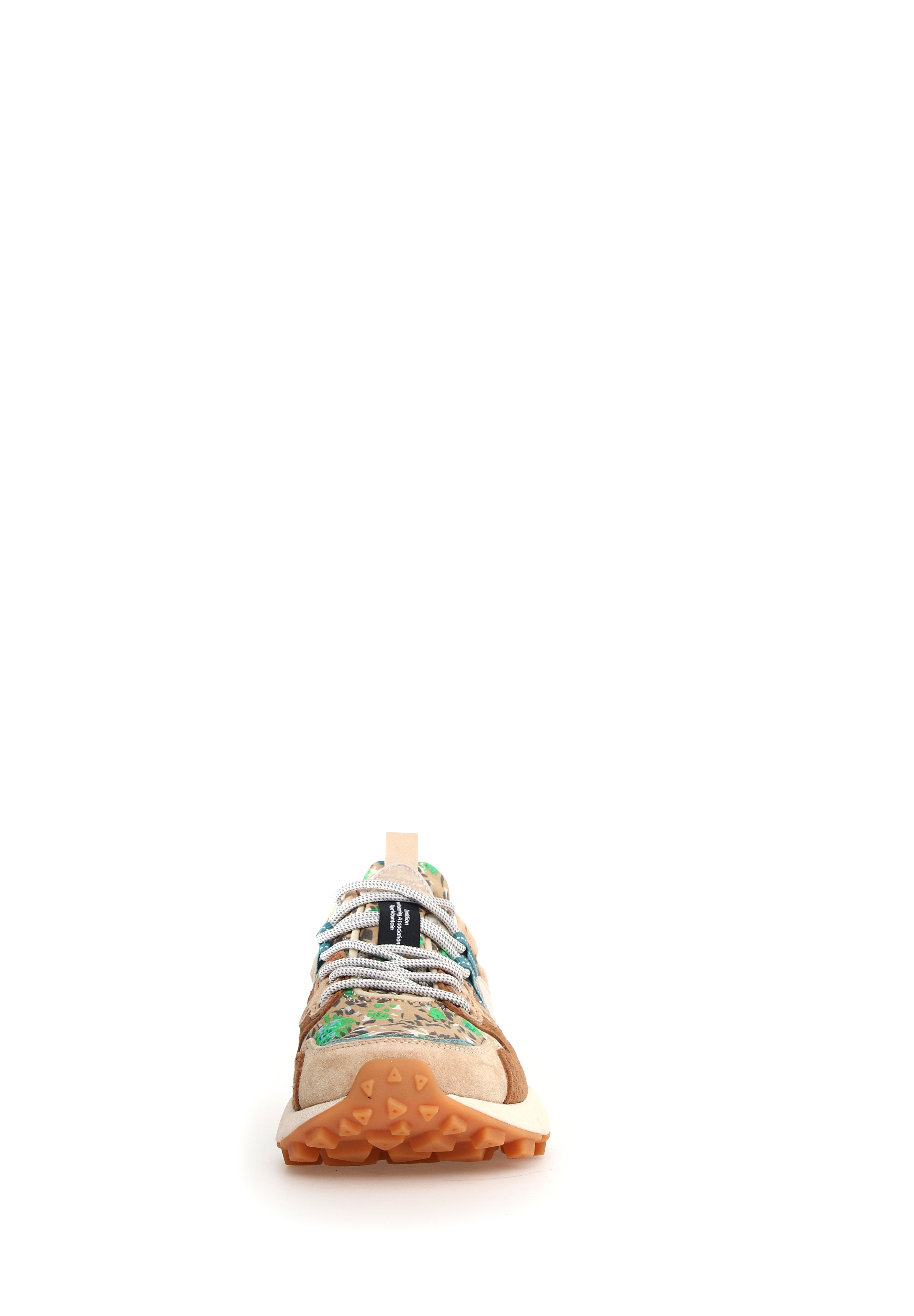 Yamano 3 Suede/Print Cotton Spring Flowers Light Brown-Dark Brown