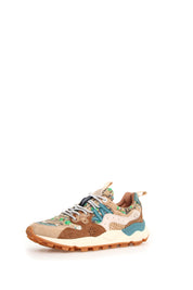 Yamano 3 Suede/Print Cotton Spring Flowers Light Brown-Dark Brown