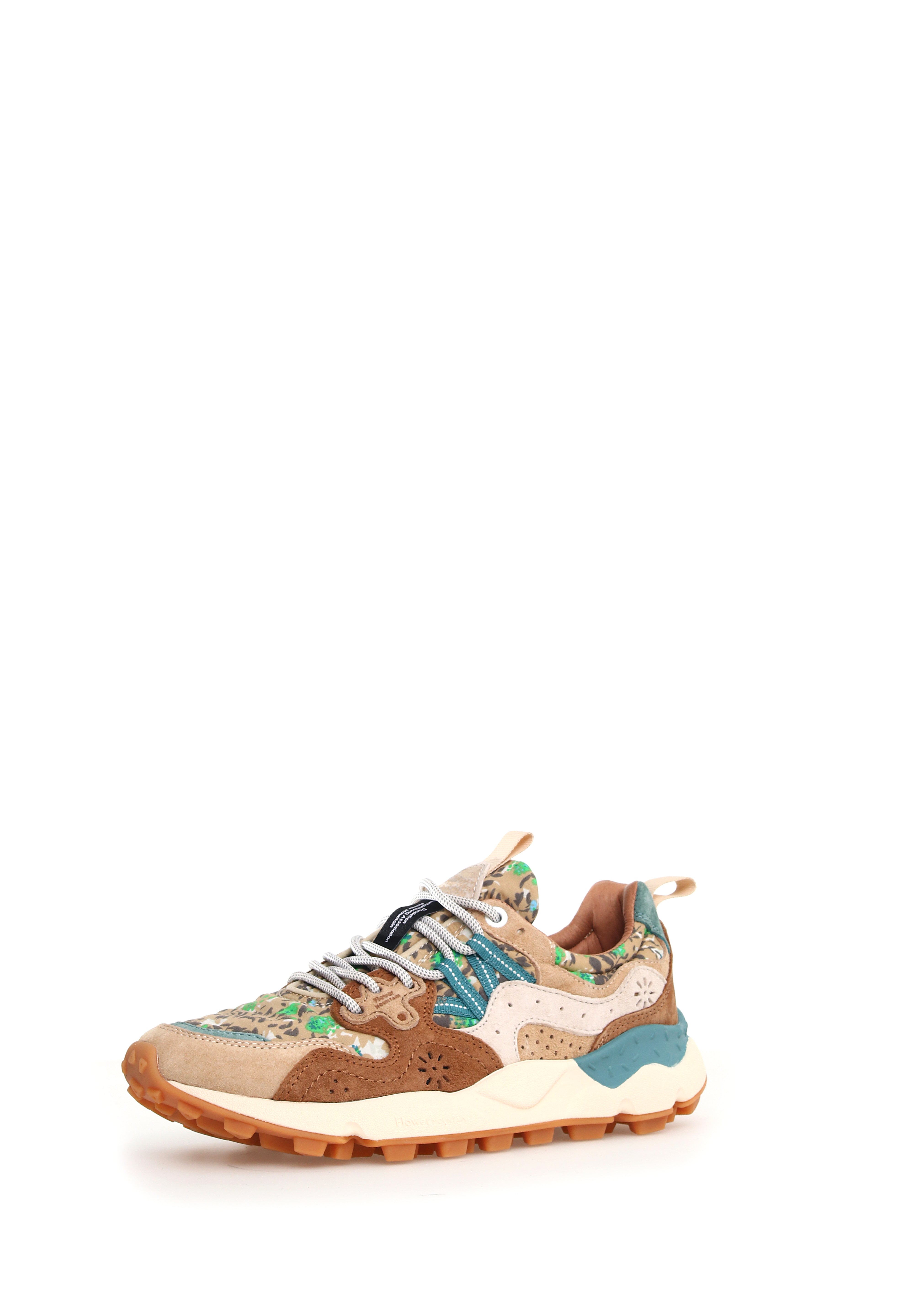 Yamano 3 Suede/Print Cotton Spring Flowers Light Brown-Dark Brown