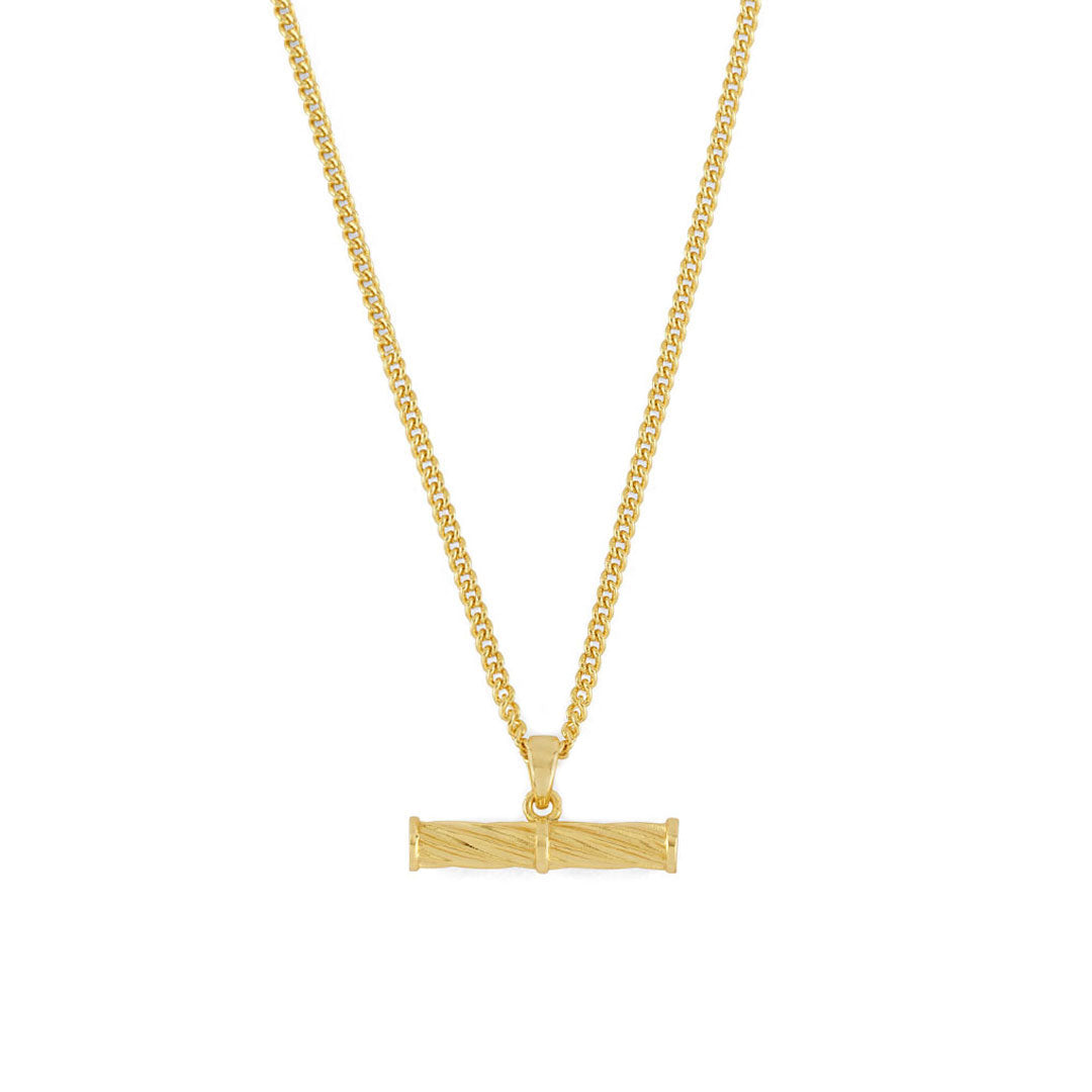 Gold Helix T Bar Necklace