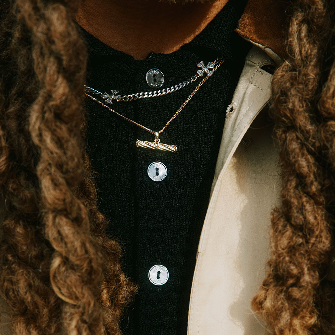 Gold Helix T Bar Necklace