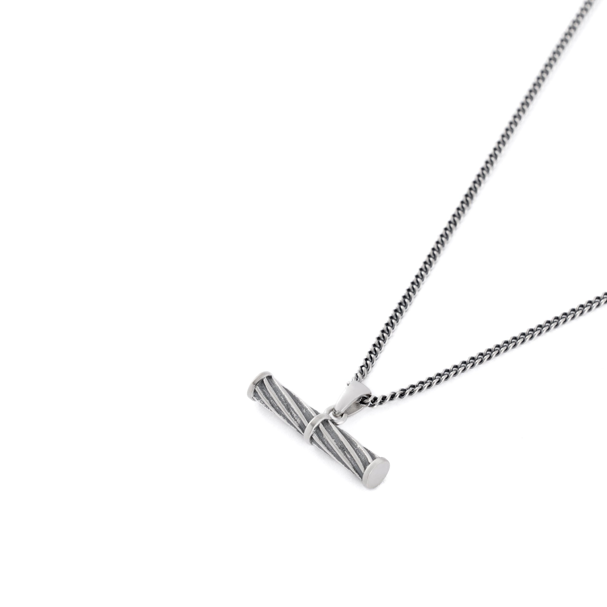 Silver Helix T Bar Necklace