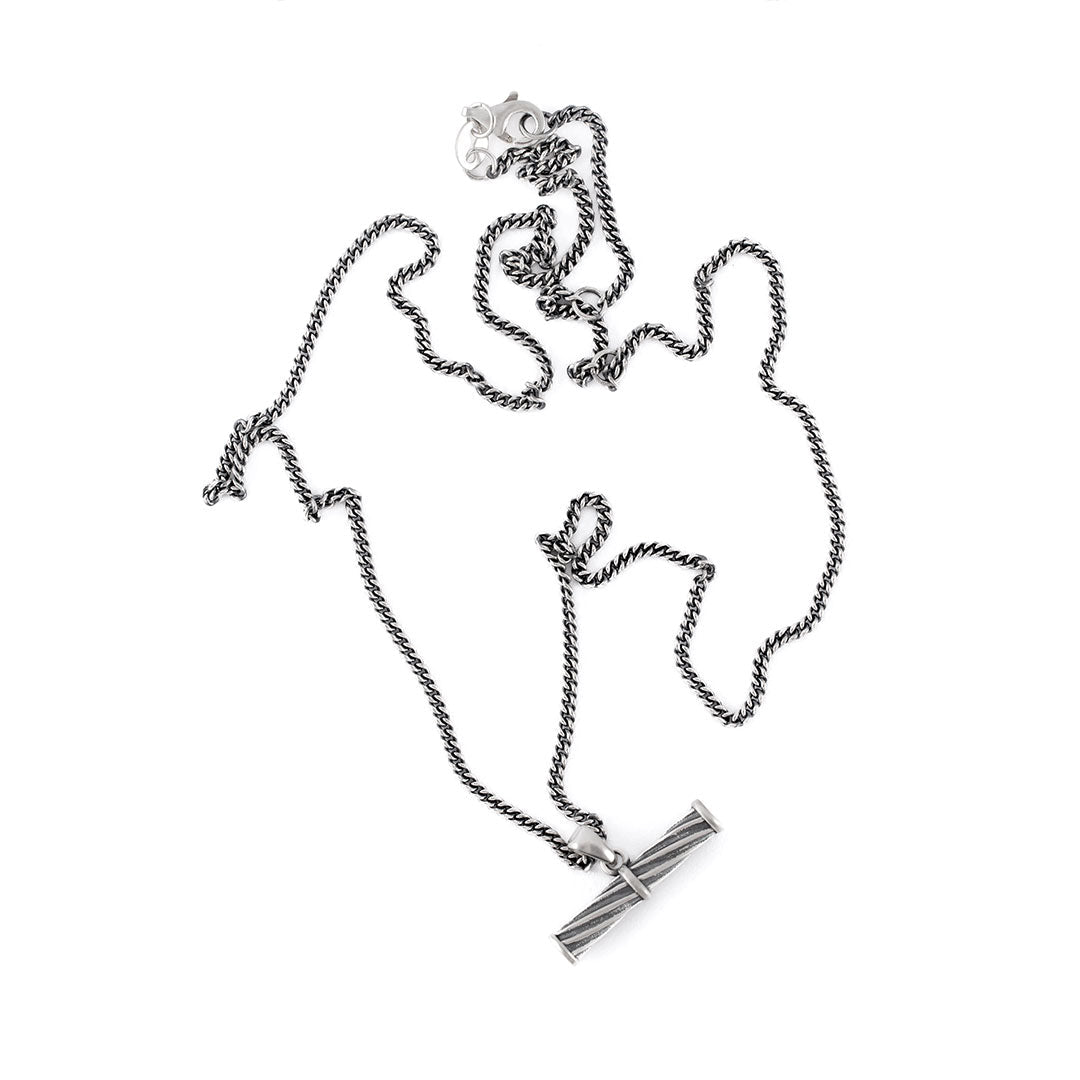 Silver Helix T Bar Necklace