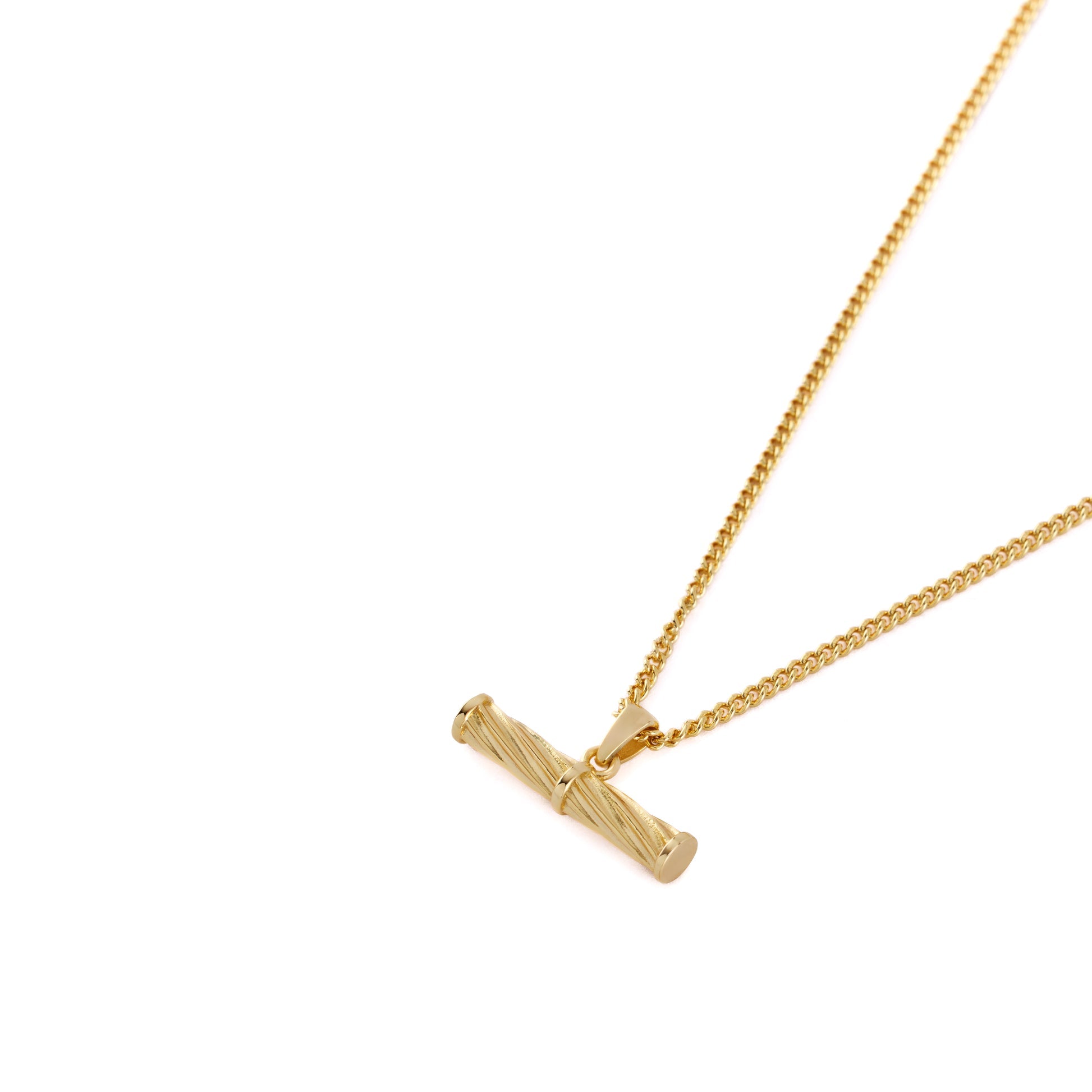 Gold Helix T Bar Necklace