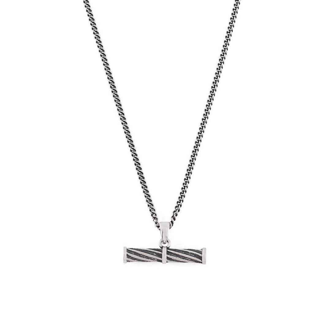 Silver Helix T Bar Necklace