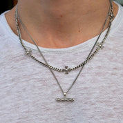 Silver Helix T Bar Necklace