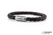 Leather Crab Franziska Josefine - Brown Navy Blue Braided