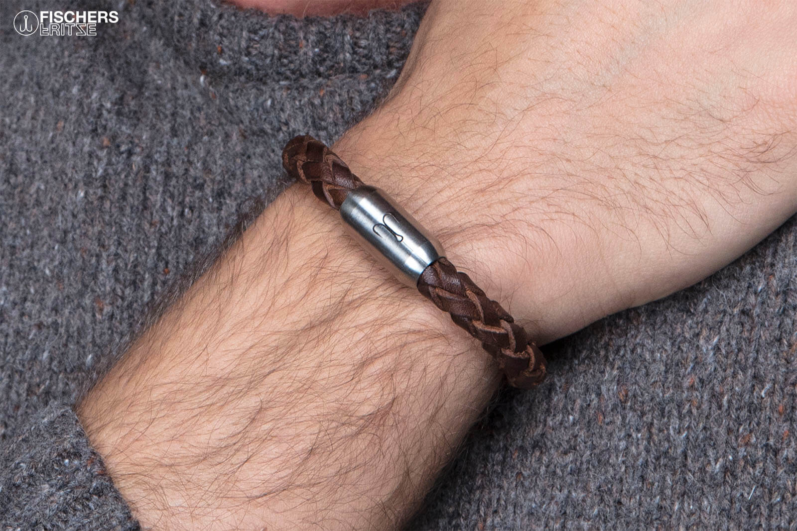 Leather Mackerel Fidel - Brown Braided
