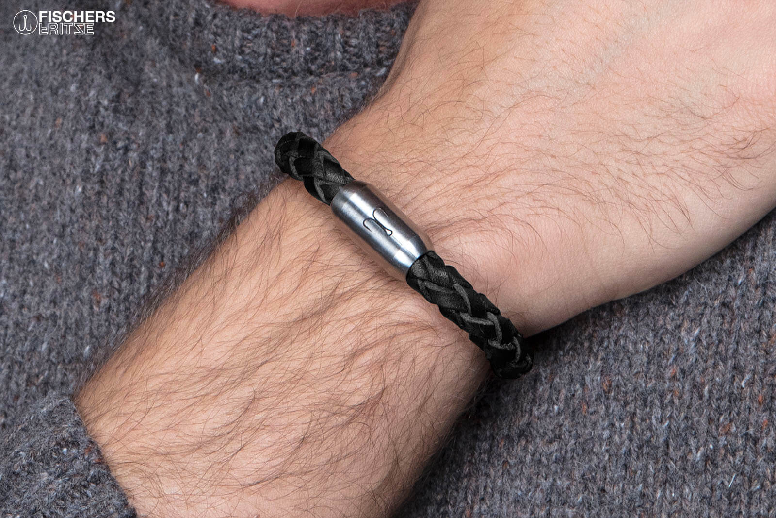 Leather Mackerel Fernando - Black Braided