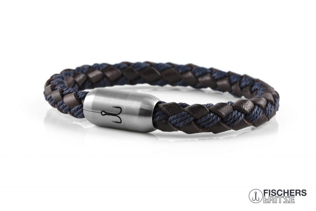 Leather Mackerel Franz Josef - Brown Navy Blue Braided