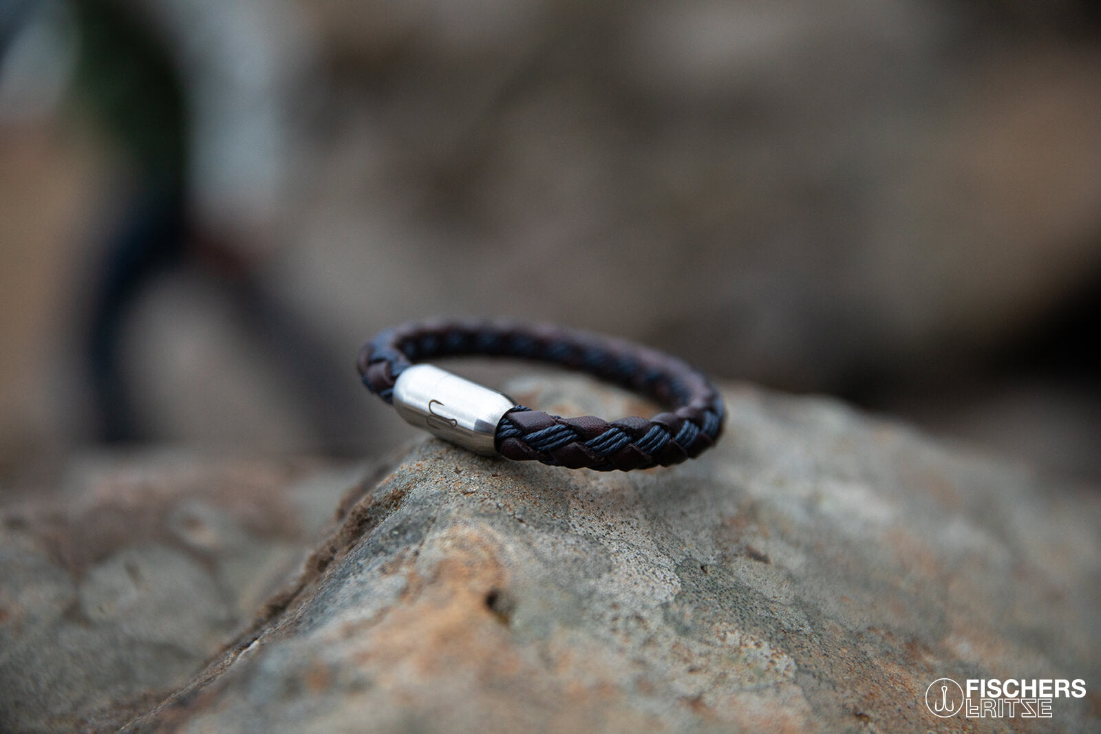 Leather Mackerel Franz Josef - Brown Navy Blue Braided