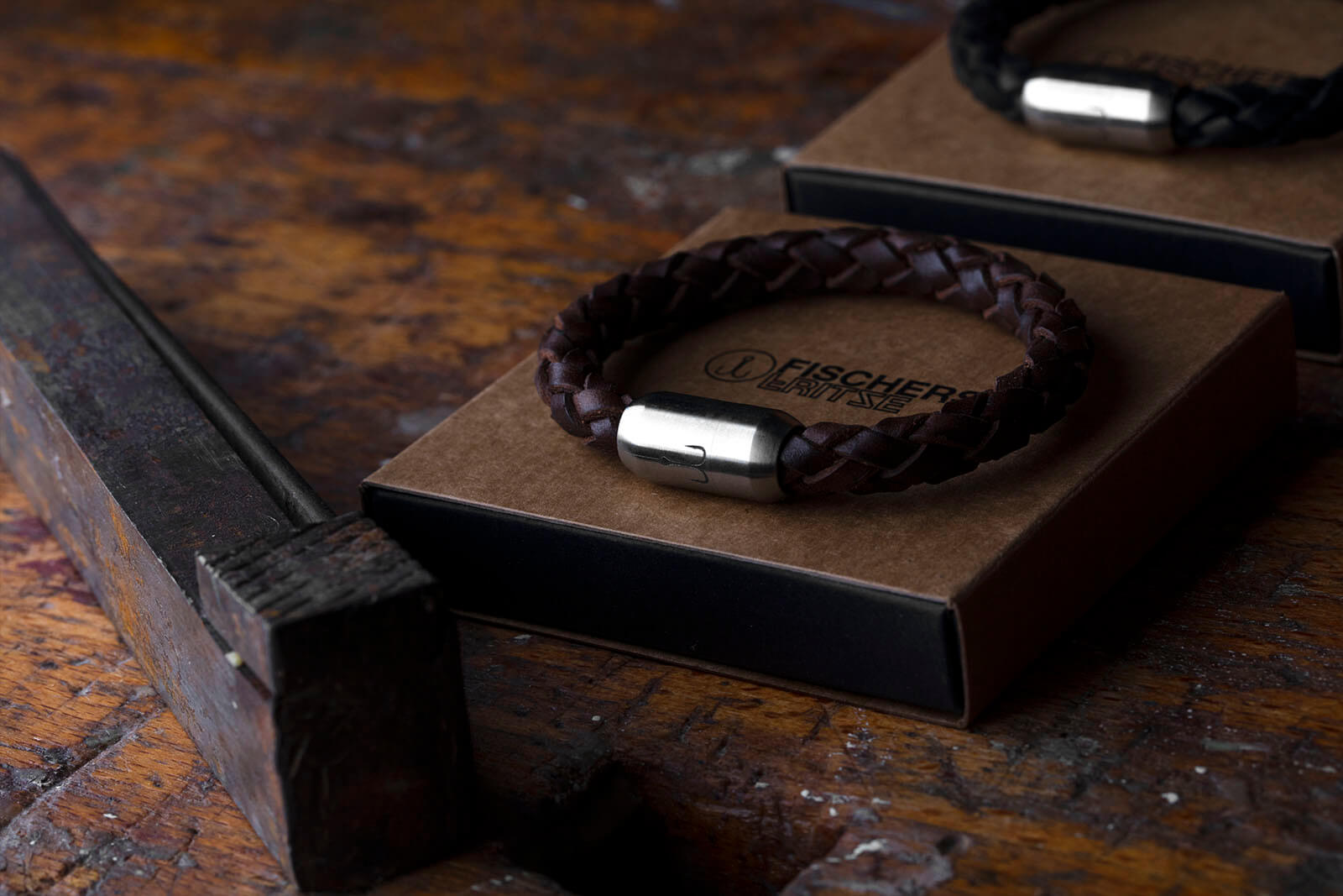Leather Mackerel Fidel - Brown Braided